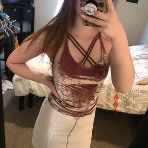 pink velvet tank top